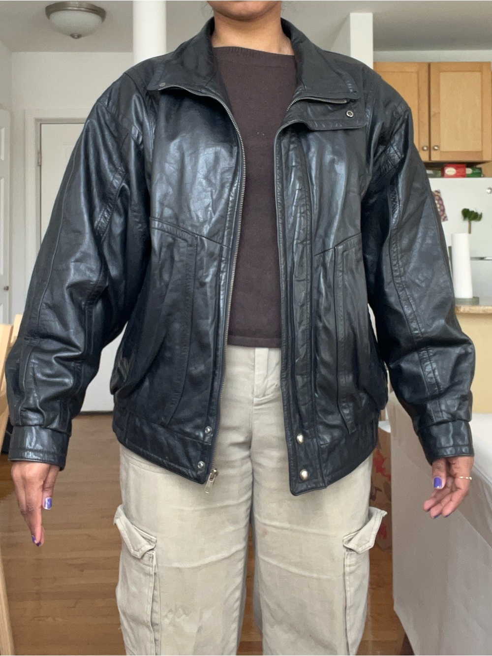 Towne London Fog vintage black leather jacket men’s M
